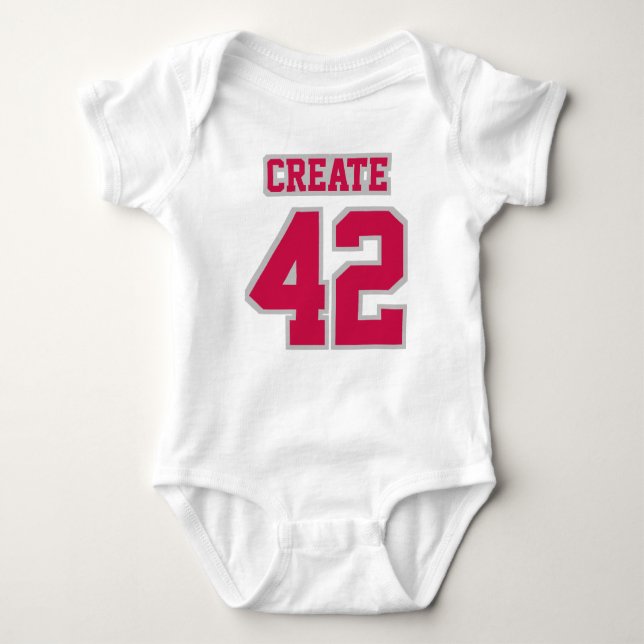 2 Side WHITE CRIMSON SILVER Football Jersey Outfit Baby Strampler (Vorderseite)
