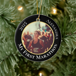 2-Sided Customizable Photo Sports Marathon Running Keramik Ornament