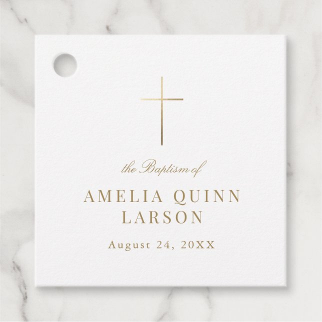 2 Sided Elegant Gold Cross Taufe Christening Geschenkanhänger (Vorderseite)