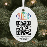 2 Sided Logo & QR Code Geschäftswerbung Oval Ornament Aus Metall<br><div class="desc">HINWEISE ZUM ÄNDERN VON HINTERGRUND / TEXTFARBEN ODER TRANSPARENZ VON LOGO, SIEHE ENDE DIESER BESCHREIBUNG. Werben Sie Ihr Geschäft für potenzielle Kunden mit einem individuellen Logo und QR-Code oval Weihnachtsschmuck. Diese Vorlage ist einfach zu personalisieren und kann auf Vorder- und Rückseite unterschiedlich oder gleich sein. Der scannable Code macht es...</div>
