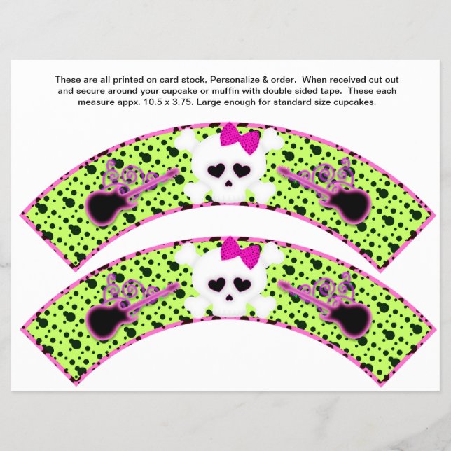 2 SKULL Geburtstag Personalisieren Sie Cupcake Wra Flyer (Vorne)