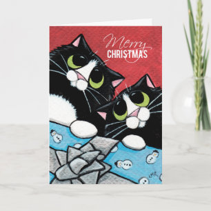 2 Smokings-Katzen und eine Weihnachtsanwesende Feiertagskarte