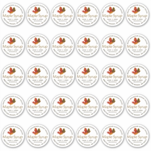 2" Standard Mason Jar Lid Etikett Ahornsirup (Vorderseite)