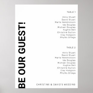 2 Tabelle Einfaches White Wedding Chart Poster
