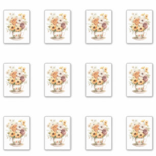 2 Tasse Blumen Aufkleber