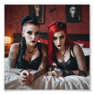 2 Tattoo Goth Girls auf Bettbasis Fotodruck