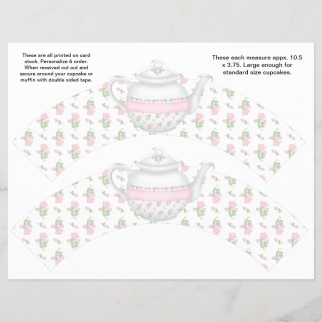2 Teekessel-Rente Personalisierter Cupcake-Wrapper Flyer (Vorne)