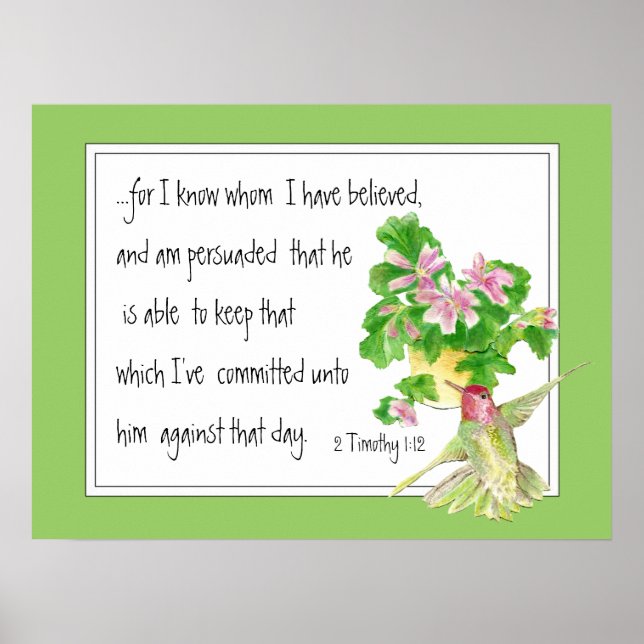 2 Timothy 1:12 Christliche Ermutigungsschrift Poster (Vorne)