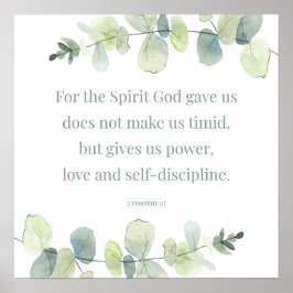 2 Timothy 1:7, Bibel Verse Print, Wohngestaltung, Poster