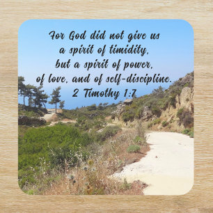 2 Timothy 1:7 Confident Bible Verse Quadratischer Aufkleber