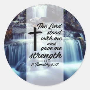 2 Timothy 4:17 Der Herr stand mit meinem Bibelvers Runder Aufkleber