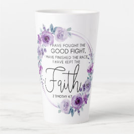 2 Timothy 4:7 Ich habe den Glauben Lila Floral beh Milchtasse