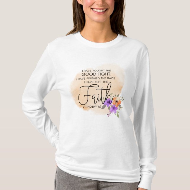 2 Timothy 4:7 - Ich habe den Glauben Peach behalte T-Shirt (Vorderseite)