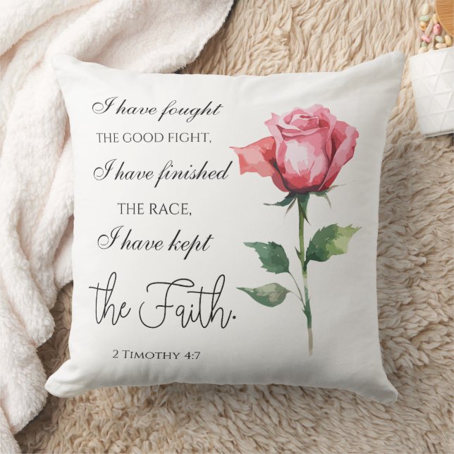 2 Timothy 4:7 - Ich habe den guten Kampf gekämpft Kissen (Decke)