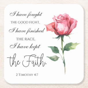 2 Timothy 4:7 - Ich habe den guten Kampf gekämpft Rechteckiger Pappuntersetzer