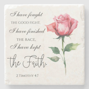 2 Timothy 4:7 - Ich habe den guten Kampf gekämpft Steinuntersetzer