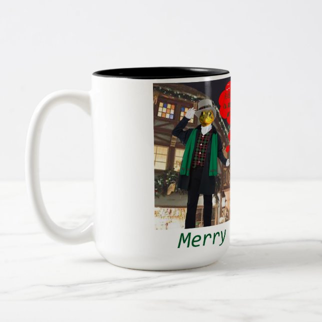 2 Töne Tasse. Frohe Weihnachten. Zweifarbige Tasse (Links)