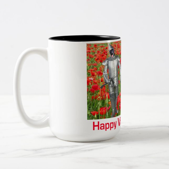 2 Töne Tasse. Glücklicher Valentinstag. Schwarz. Zweifarbige Tasse (Links)