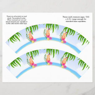 2 Tropische hawaiianische Luau-Cupcake-Verpackunge Flyer