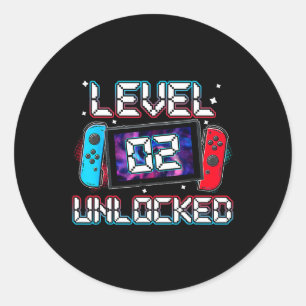 2 Unverriegelter Gamer 2. Geburtstag Geschenk Vide Runder Aufkleber