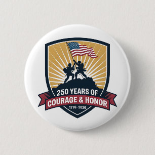 2 USA 250. Jubiläum Mut Ehre Patriotisch Button