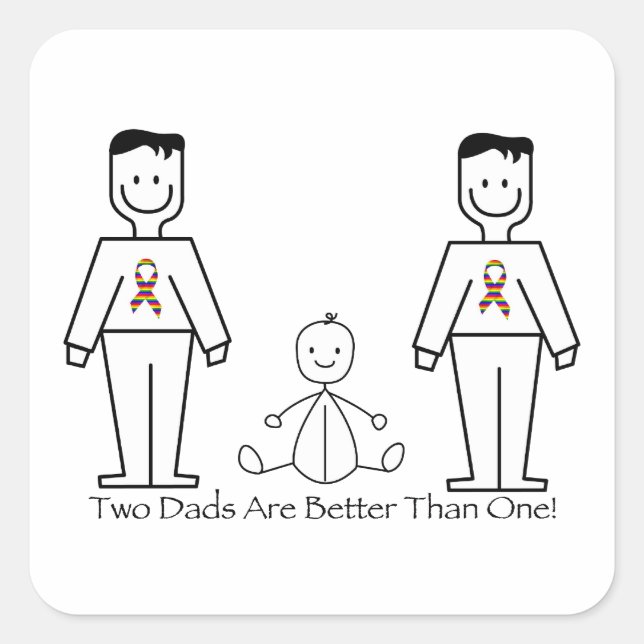 2 Vater sind besser als eins Quadratischer Aufkleber (Vorderseite)