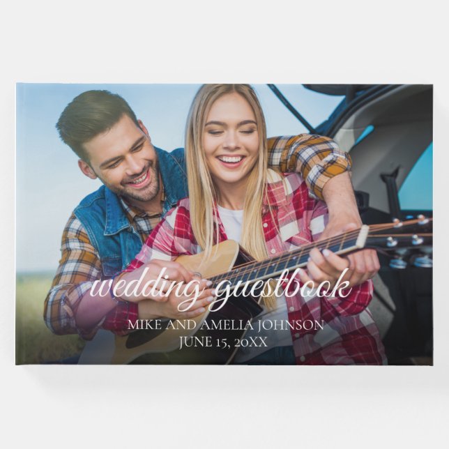 2 Verlobungen Foto Hochzeitssymbole Datum Gästebuch (Vorderseite)