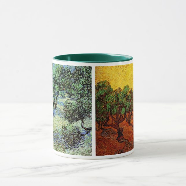 2 verschiedene Van Gogh Olivenhaine Vintage Kunst, Tasse (Zentrum)