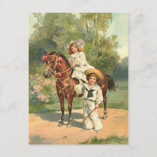 2 Viktorianische Kinder auf Vintager Postkarte