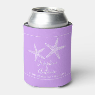 2 Vintage Starfish Lilac Lila Wedding Can Cooler Dosenkühler
