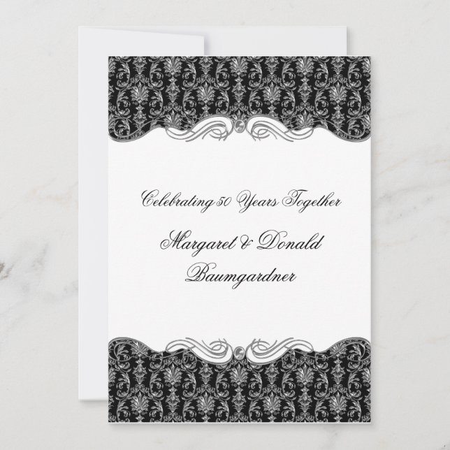 2. Vintager Damaskus 25. Hochzeitstag Einladung (Vorderseite)