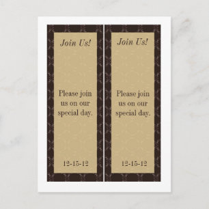2 Vintages Brown/Creme Wedding Rett Date Lesezeich Ankündigungspostkarte