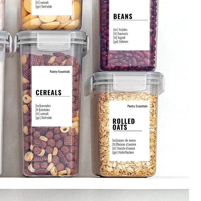 2 von 3 mehrsprachiges französisches Pantry-Label Aufkleber (Every field is editable. Spanish, French, Italian, German and English.)