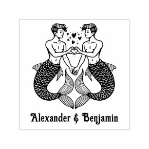 2 Wassermänner machen Herzzeichen Hochzeitspaar Na Permastempel