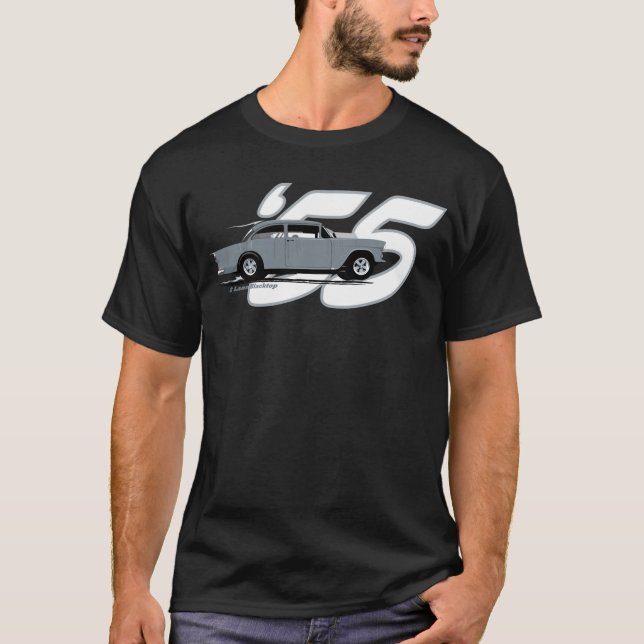 2-weg-schwarze Spitze '55 Chevy T-Shirt (Vorderseite)