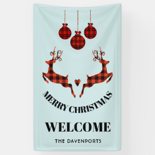 2 Weihnachten Hirsch Springen Rustikaler Stil Banner