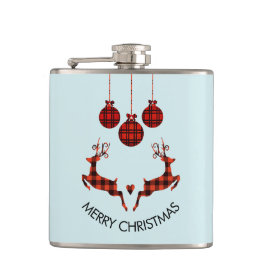 2 Weihnachten Hirsch Springen Rustikaler Stil Flachmann