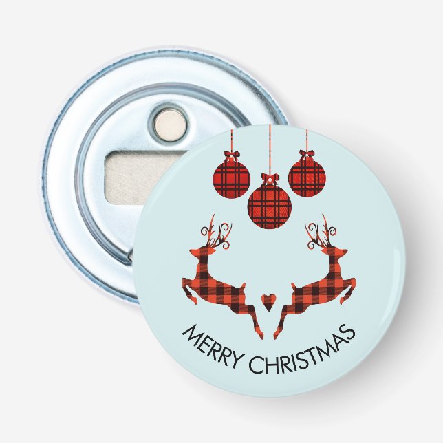 2 Weihnachten Hirsch Springen Rustikaler Stil Flaschenöffner (Vorderseite)