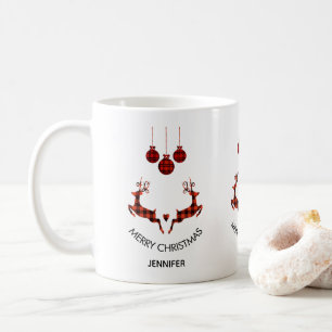2 Weihnachten Hirsch Springen Rustikaler Stil Kaffeetasse