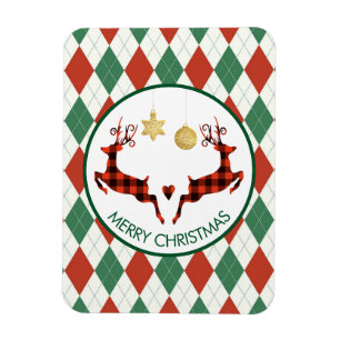 2 Weihnachten Hirsch Springen Rustikaler Stil Magnet