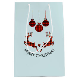 2 Weihnachten Hirsch Springen Rustikaler Stil Mittlere Geschenktüte