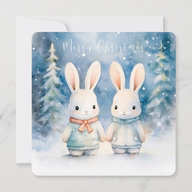 2 Weihnachtsbunnies Einladung (Vorderseite)