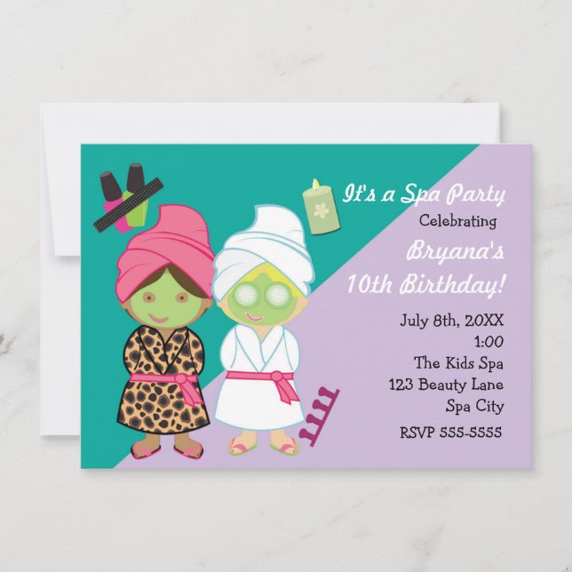 2 Wellness-Center Girls Beauty Makeover Party Einl Einladung (Vorderseite)