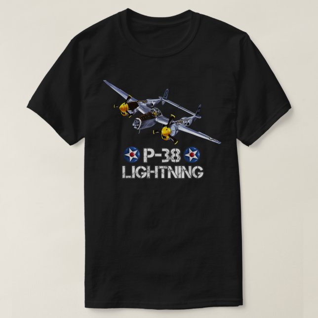 2. Weltkrieg Amerikanischer P-38-Blitzkämpfer-Airp T-Shirt (Design vorne)