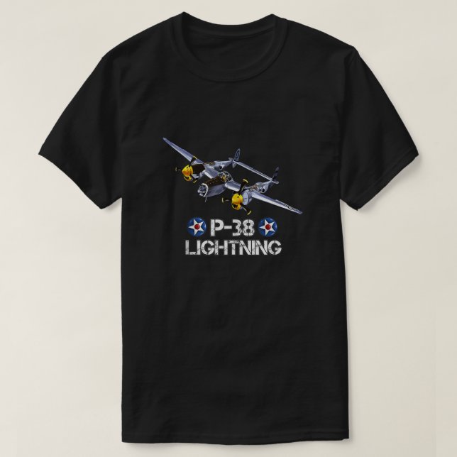 2. Weltkrieg Amerikanischer P-38-Blitzkämpfer-Airp T-Shirt (Design vorne)