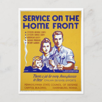 2. Weltkrieg auf dem Zuhause-Poster Postkarte