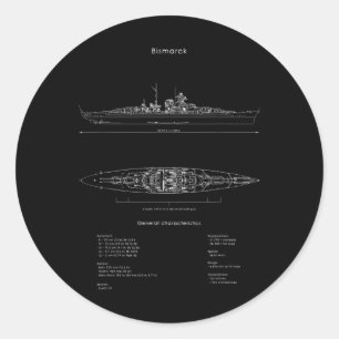 2. Weltkrieg Deutsches Bismarckschiff Modell WW2 S Runder Aufkleber