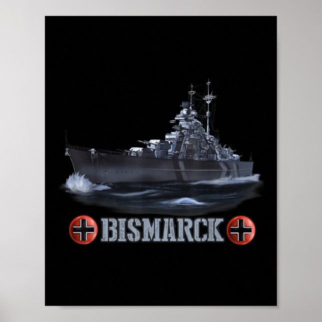 2. Weltkrieg Deutsches Schlachtschiff Bismarck Poster (Vorne)