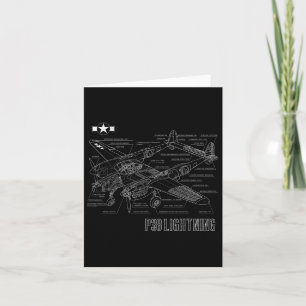 2. Weltkrieg P-38-Lightning Fighter Airplane Bluep Karte