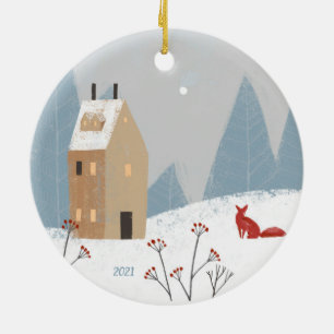 2 Wildnis - Hirsche Vögel - Antiquitätenfox Zuhaus Keramik Ornament